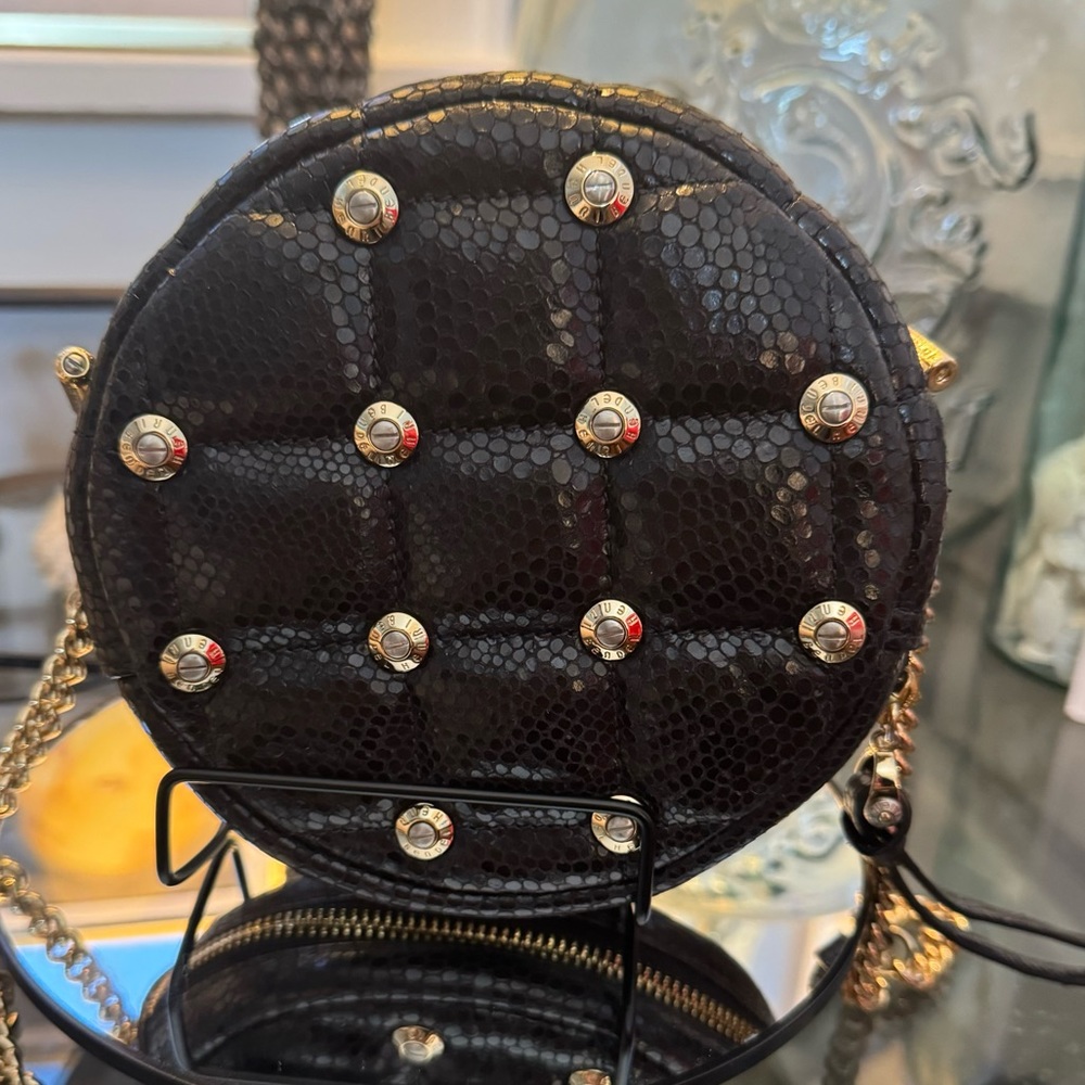 Henri Bendel Snake Print Leather Studded Crossbody Bag